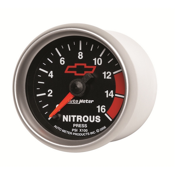 2-1/16" NITROUS PRESSURE, 0-1600 PSI, GM BLACK